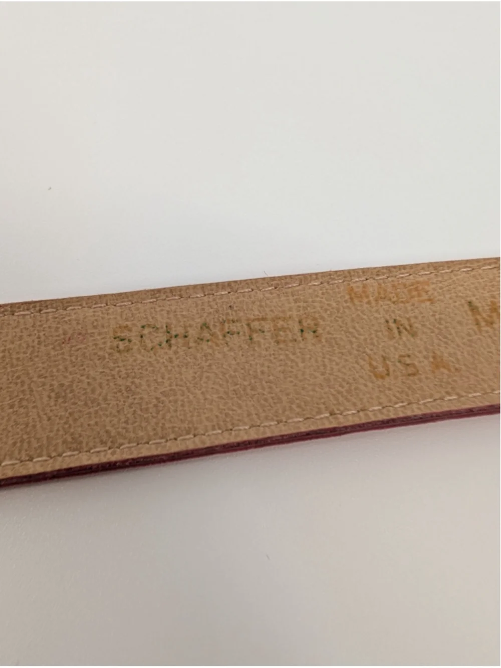 Vintage Schaffer Red Croc Embossed Belt Clear Acrylic Buckle 28-31 Lipstick Red